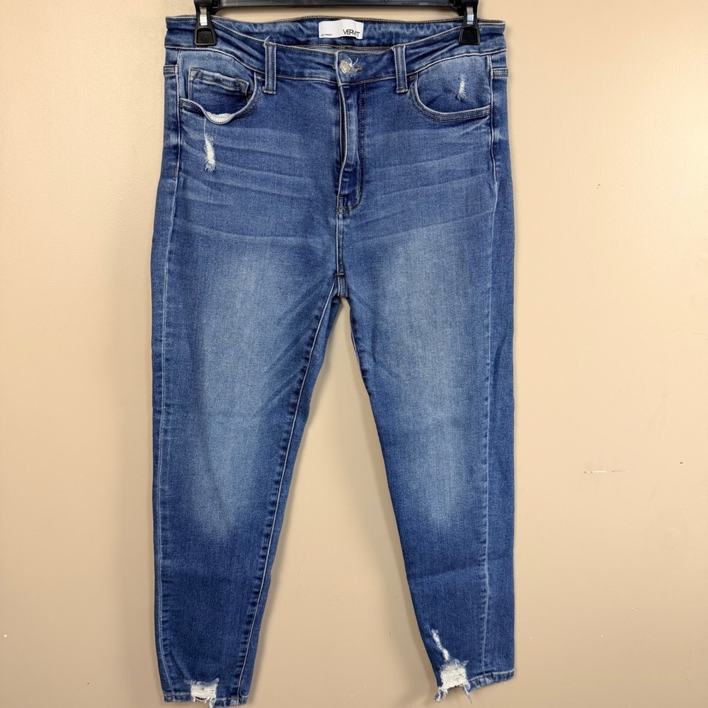 Vervet Skinny Jeans Womens 32 Blue Distressed Raw Hem High Rise VT708